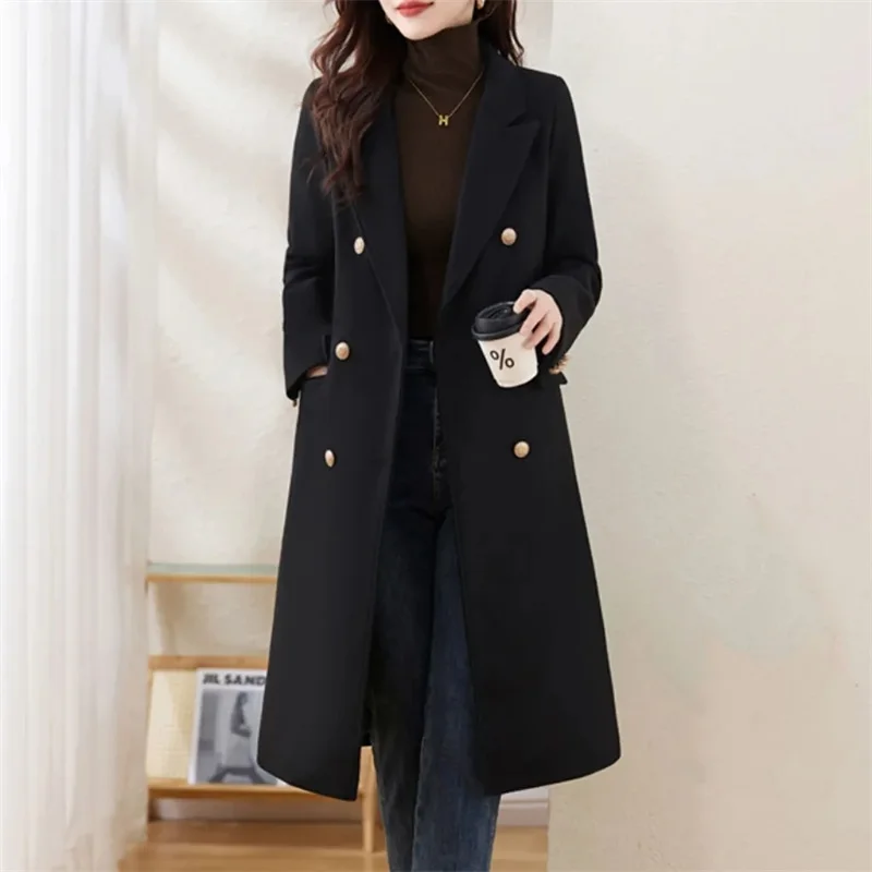 معطف صوفي أحمر 2025 خريف شتاء موضة جديدة معاطف صوف...