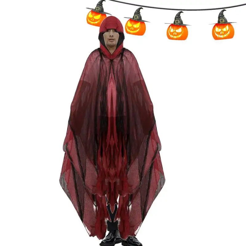 Halloween Ghost Dementors Cosplay Costume Gothic Horror Zombie Tattered Hooded Capes Day Of The Dead Party Props Cloaks