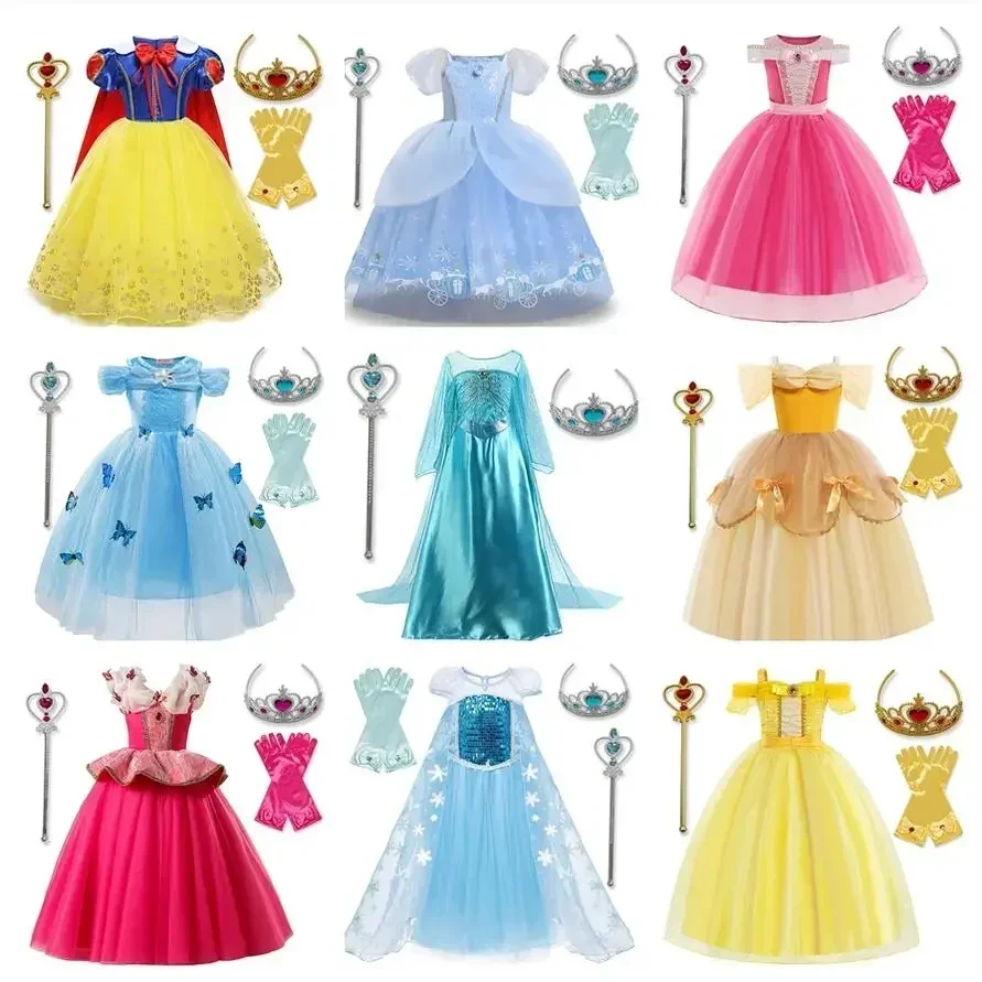 Girls Dress Princess Costume Girls Belle Princess Dress Kids Ball Gown Cosplay Costume Beauty and Beast Child Xmas Birthday Carnival Party Halloween Disguise