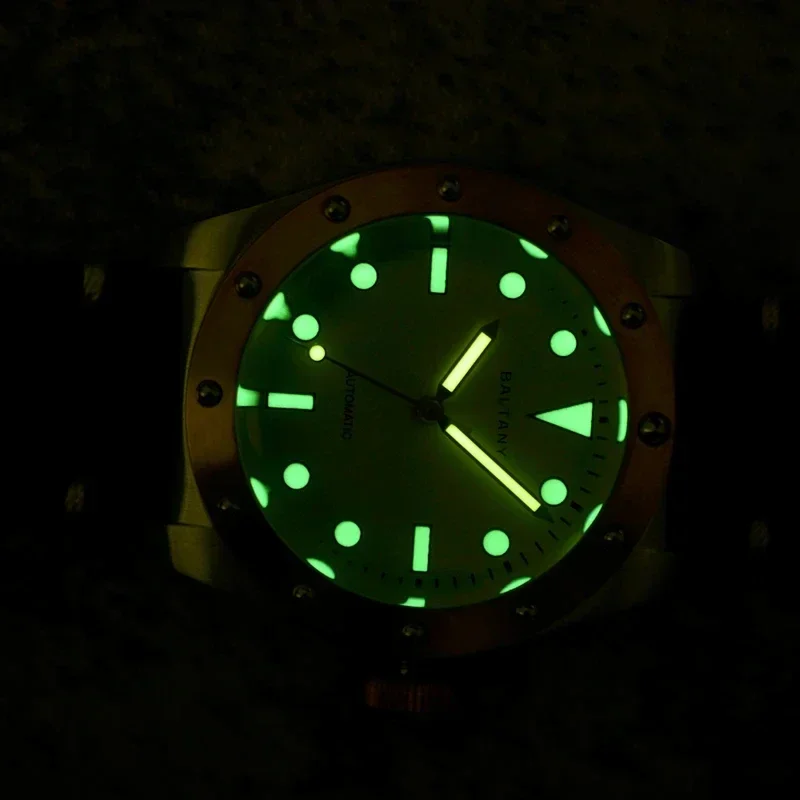 Mechanical Watch Baltany 2025 Sailing Series Nh38 Men's Bronze Case Sapphire Waterproof 20Bar Super Glow Classic Vintage