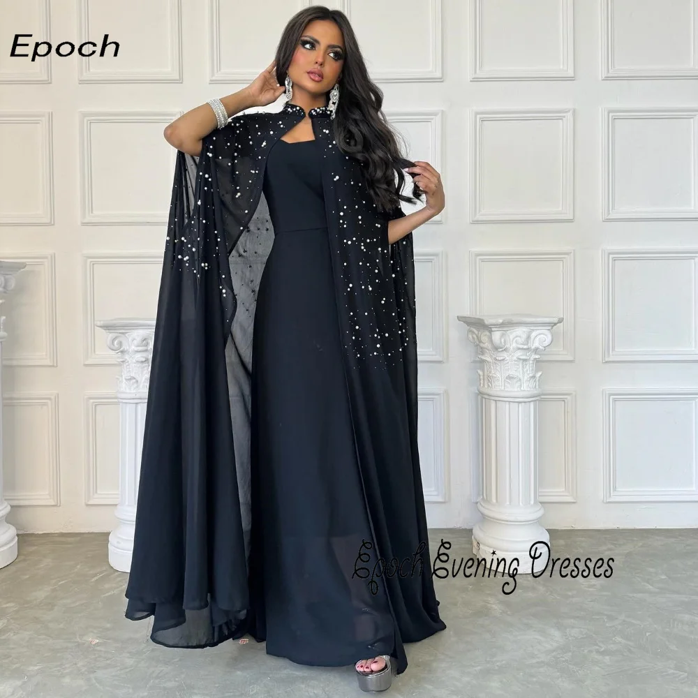 Epoch Chiffon Long Evening Dress Straight فساتين مناسبة رسمية Elegant Strapless Pearls Cocktail Prom Gown For Sexy Women 2024