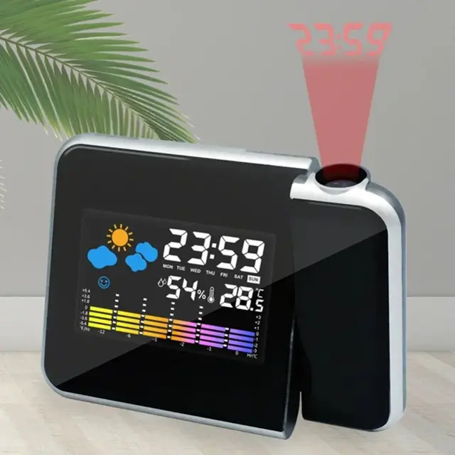 Smart LED Display Projection Alarm Clocks Adjustable Angle Wireless LED Digital Clock Backlight Weather Station Bedroom 1