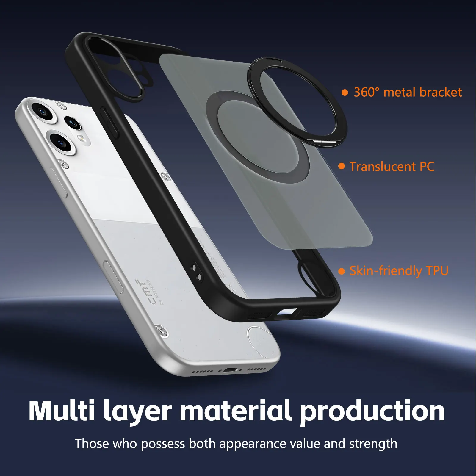 Enhanced Frosted Acrylic Magnetic Stand Anti-Drop Phone Case