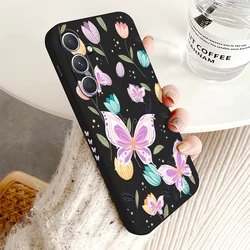 Butterfly Floral Soft TPU Silicone Phone Case Cover - Galaxy A60 (Black - SY1222)