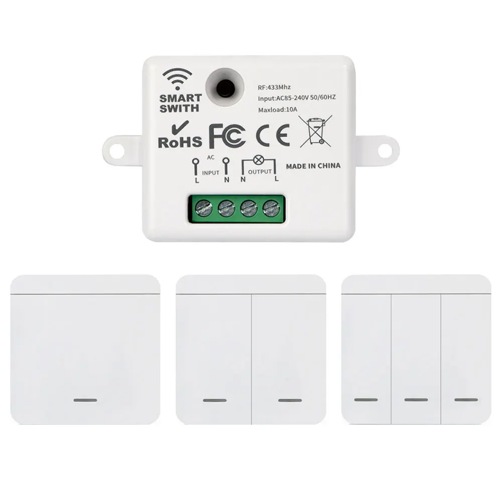 Smart Switch 86 Wireless Smart RF 433Mhz 100 220V Wall Panel With Remote Control Mini Relay Receiver Home Led Light Lamp Switch