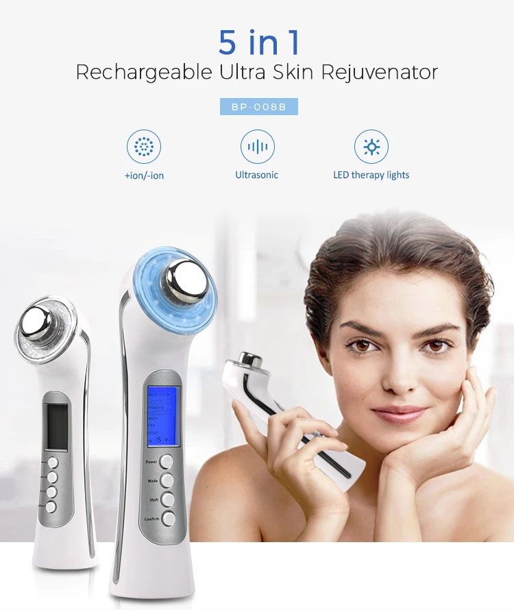 Beauty Personal Care Products 5 in 1 Ultrasonic LED vibration massage Face Skin Care Tools Other Beauty Equipment