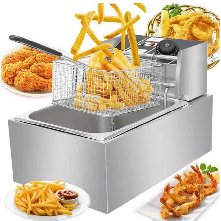 Friteuse électrique en acier inoxydable de 4 L, grande capacité, indispensable pour les fêtes, idéale pour la friture en grande quantité