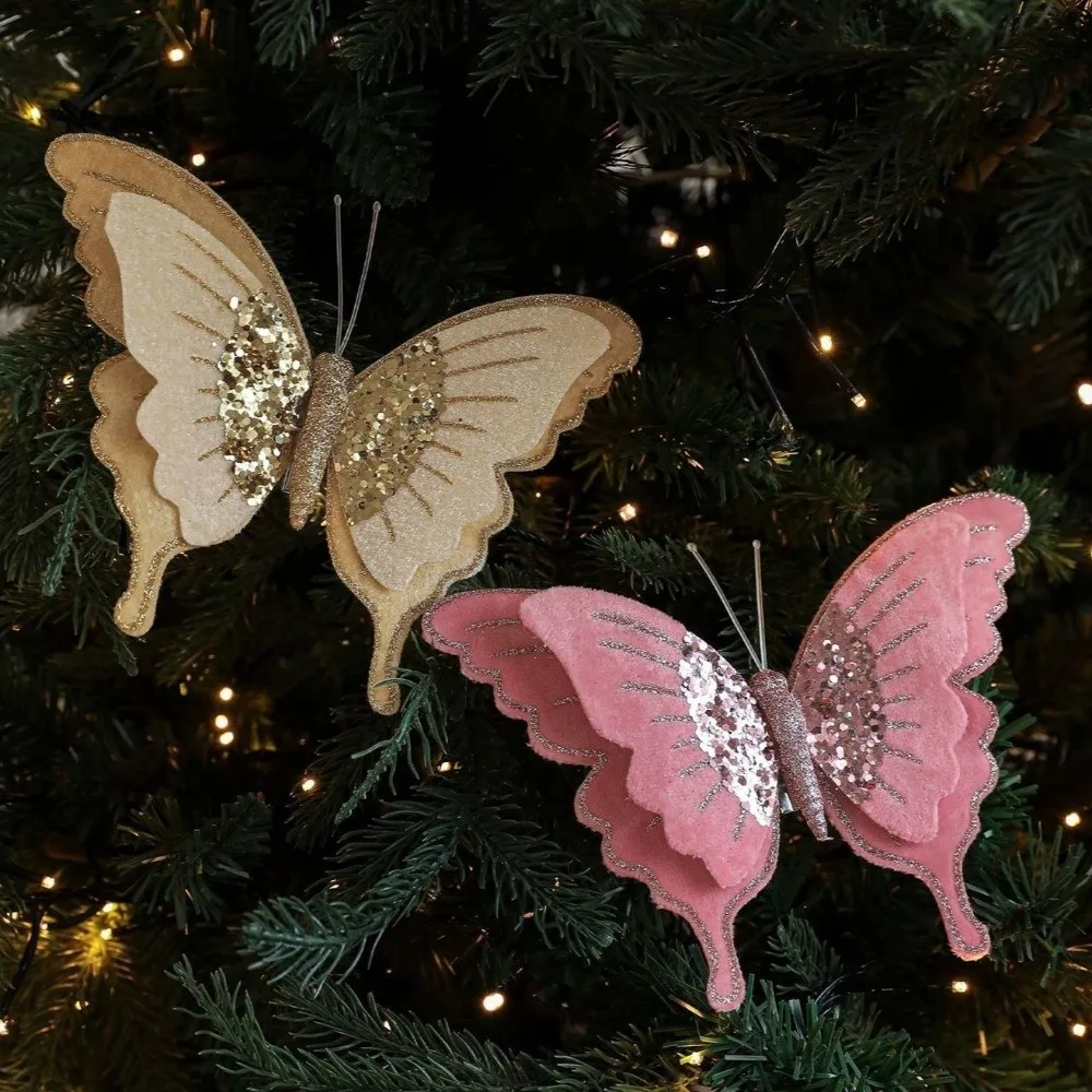 Glitter Christmas Tree Decoration Velvet Flower