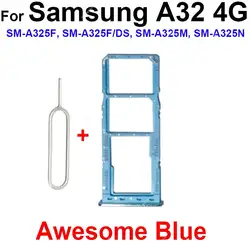 Dual SIM Card Slot Tray Holder & SD Card Reader Adapter (A32 4G Blue)