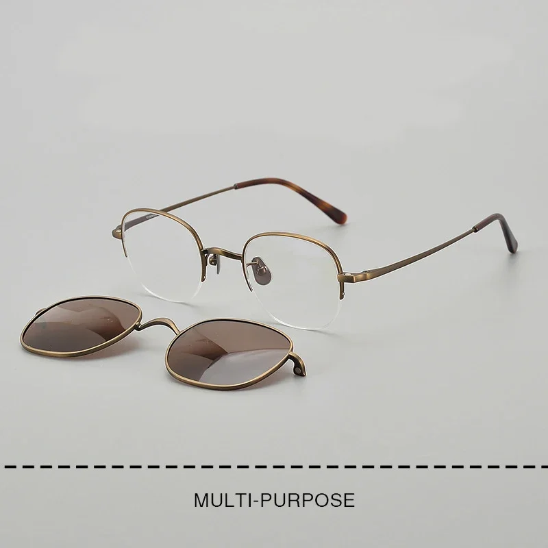 

Mens Sunglasses Double-layer Magnetic Suction Titanium Square Eyeglasses High Quality Fashion Design Women Outdoor UV400 Eyewear