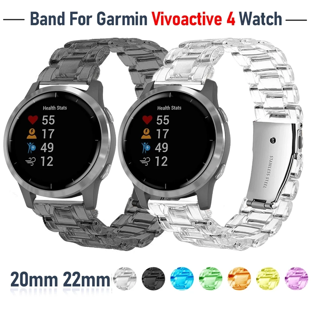 

Transparent Strap for Garmin Watch Vivoactive 3 4 Venu 2 Sq Wrist Watchband for Garmin Forerunner 245 Vivomove HR Band Bracelet