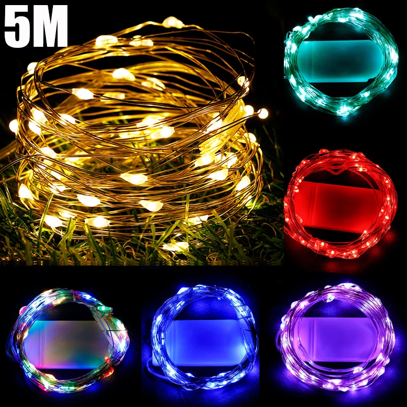 

1/5M LED String Lights Battery Powered Copper Wire Garland Fairy Lights For Christmas Party Wedding Holiday Decoration Lighting