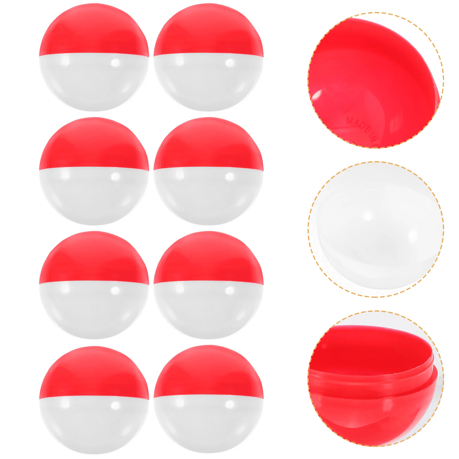 

50Pcs Vending Machine Capsules Empty Plastic Candy Balls Colored Round Capsules Plastic Gumball Capsules Red White