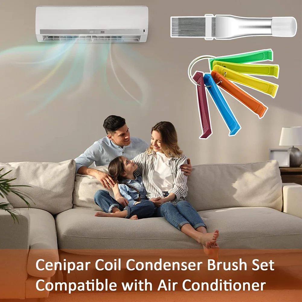 Air Conditioner Repair Tool Set FCR6 Fin Comb Tool Set For Air Conditioner Straighten Evaporator Condenser Brush Condenser Radiator Repair Clean Set