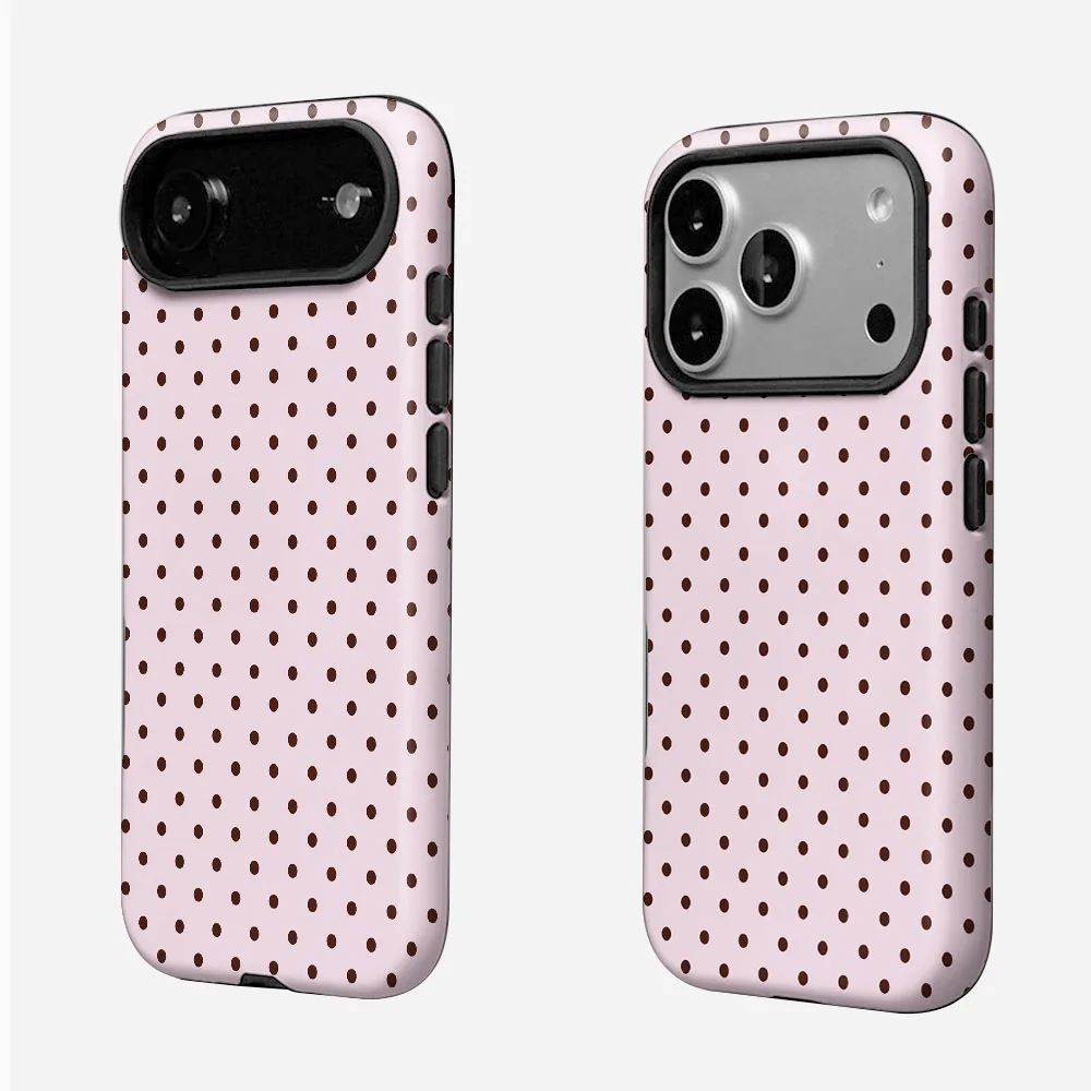 Magnetic Pink Polka Dot Phone Case with 2-in-1 Film Cover