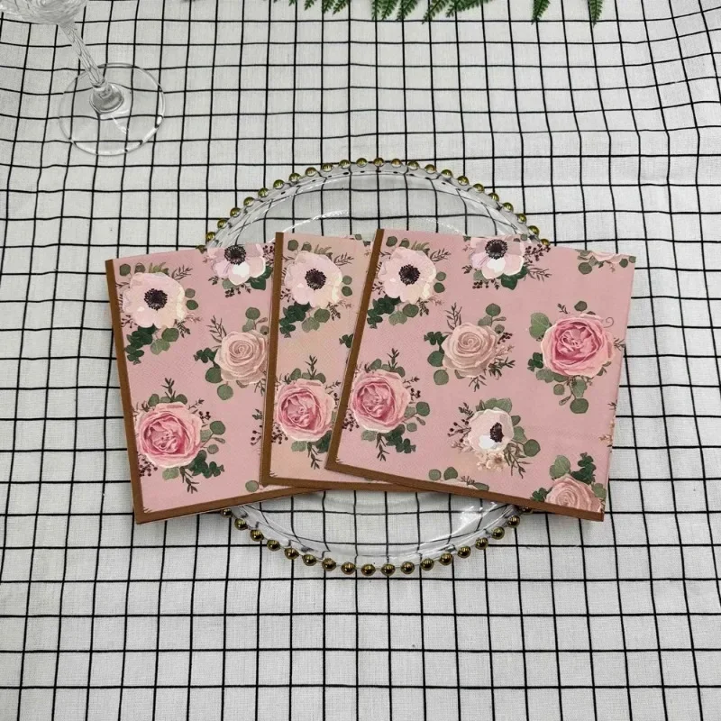 10/20pcs 33cm 3-Ply Colourful Floral Folded Wood Pulp Paper Party Decoration Paper Placemat Household Drawing
