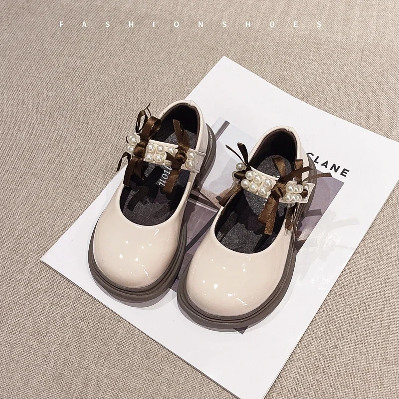 Girls Leather Mary Jane Shoes Glossy Princess Dress