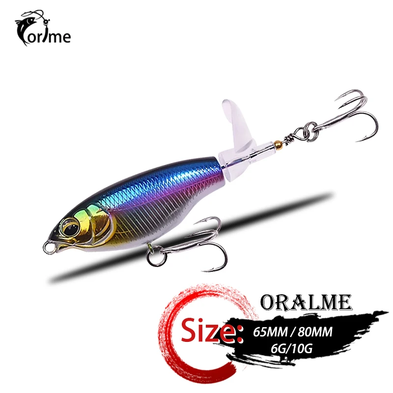 1Pcs Whopper Plopper Fishing Lure 80mm 10g Artificial Hard Bait Bass Soft  Rotating Tail Wobblers Fishing Tackle Topwater Pencil