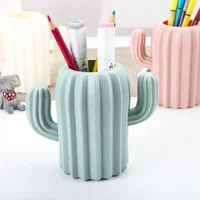 Creative Student Pen Holder Stationery Desktop Cactus Desk Multifunction Storage Box PE Pen Container Brush Pot Office Supplies 1