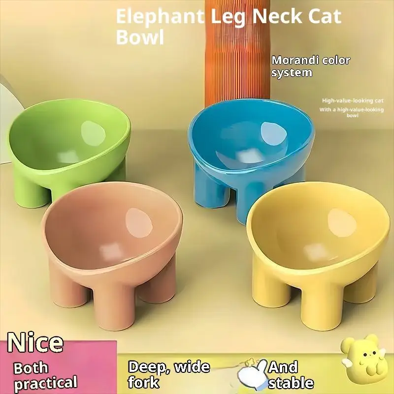 ● Ciotola Rialzata per Gatti con Supporto - Ciotola in Plastica Resistente per Cibo e Acqua, Design Moderno Ergonomico per Gatti e Cani
