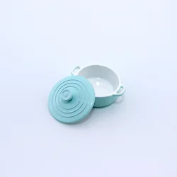 Miniature Colorful Dollhouse Soup Pot - 1:12 Scale Metal Cookware Accessory - One Size (Blue)
