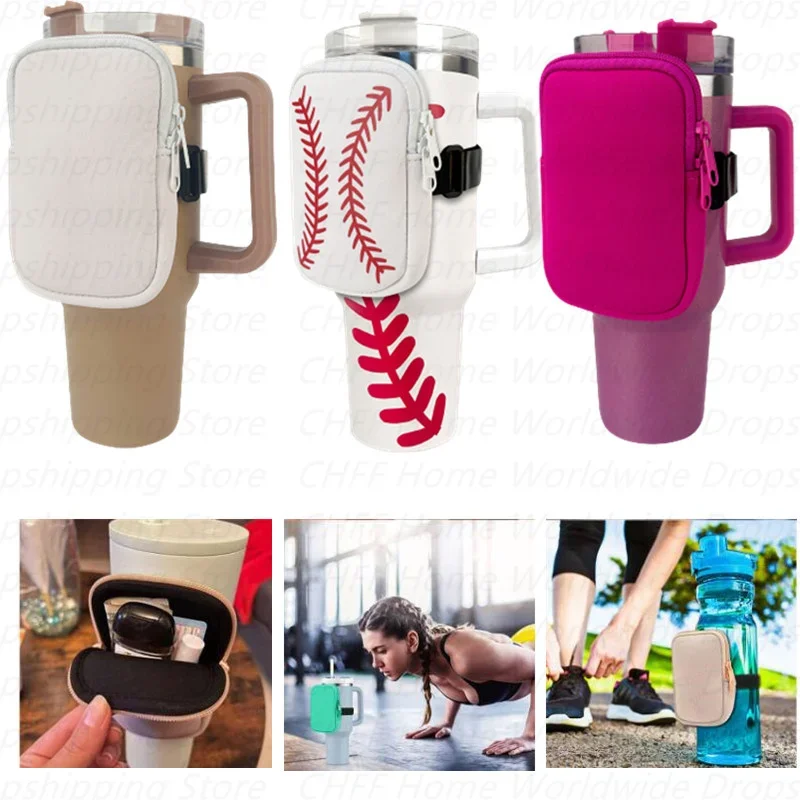 Water Bottle Pouch Tumbler Compatible Bag Neoprene Wrist Gym Accessories  For Women Men Sport Handheld Caddy Adjustable 40oz 30oz