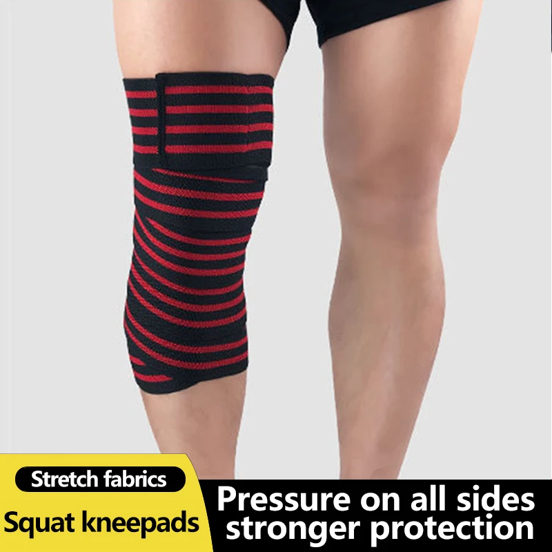 Knee Wraps 1PC Fitness Pressurized Straps Gym Weight Lifting Squat Training Elastic Bandages Leg Knee Compression Wraps
