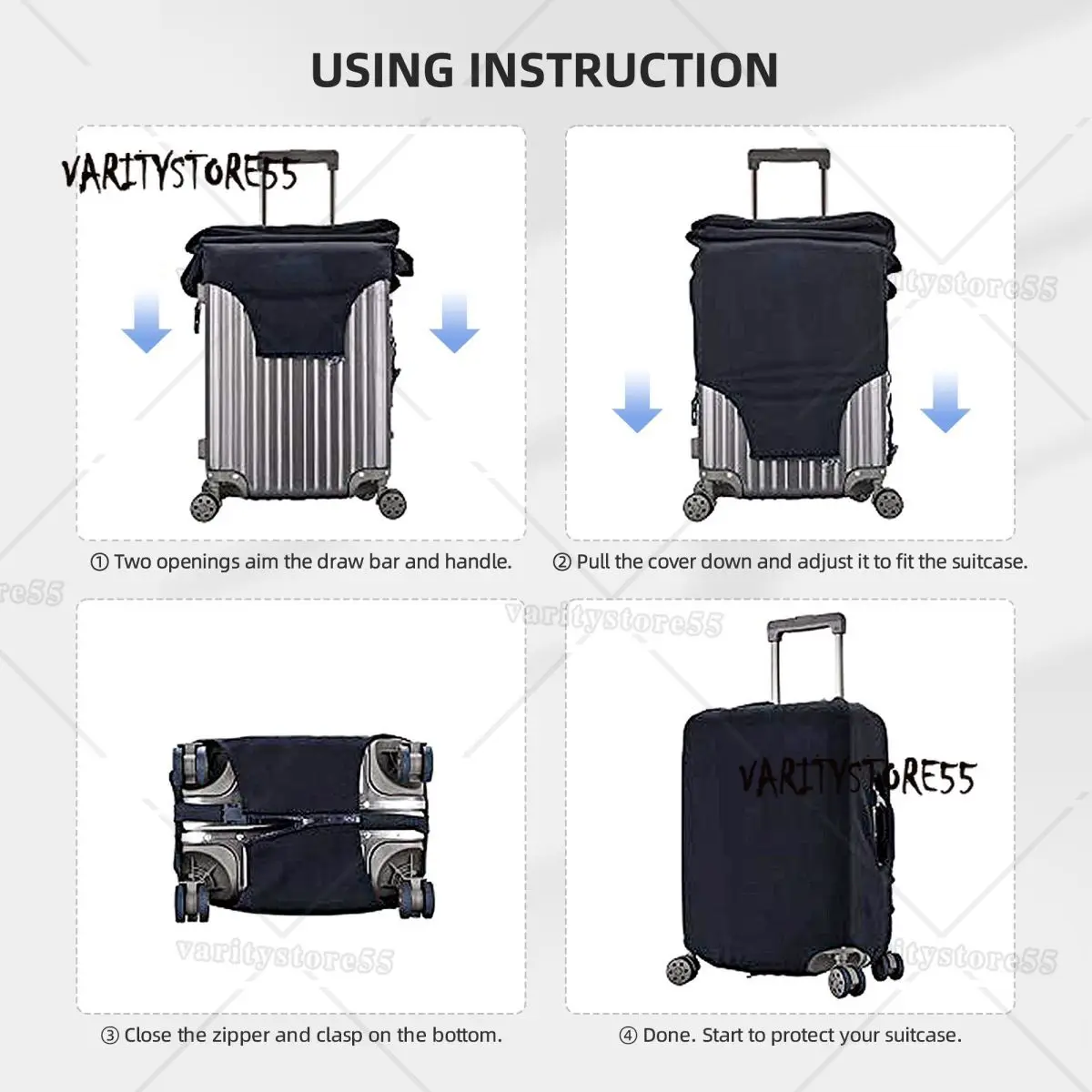 Black And White Checkered Travel Luggage Cover Washable Geometric Checkerboard Suitcase Cover Protector Fit 18-32 Inch 5