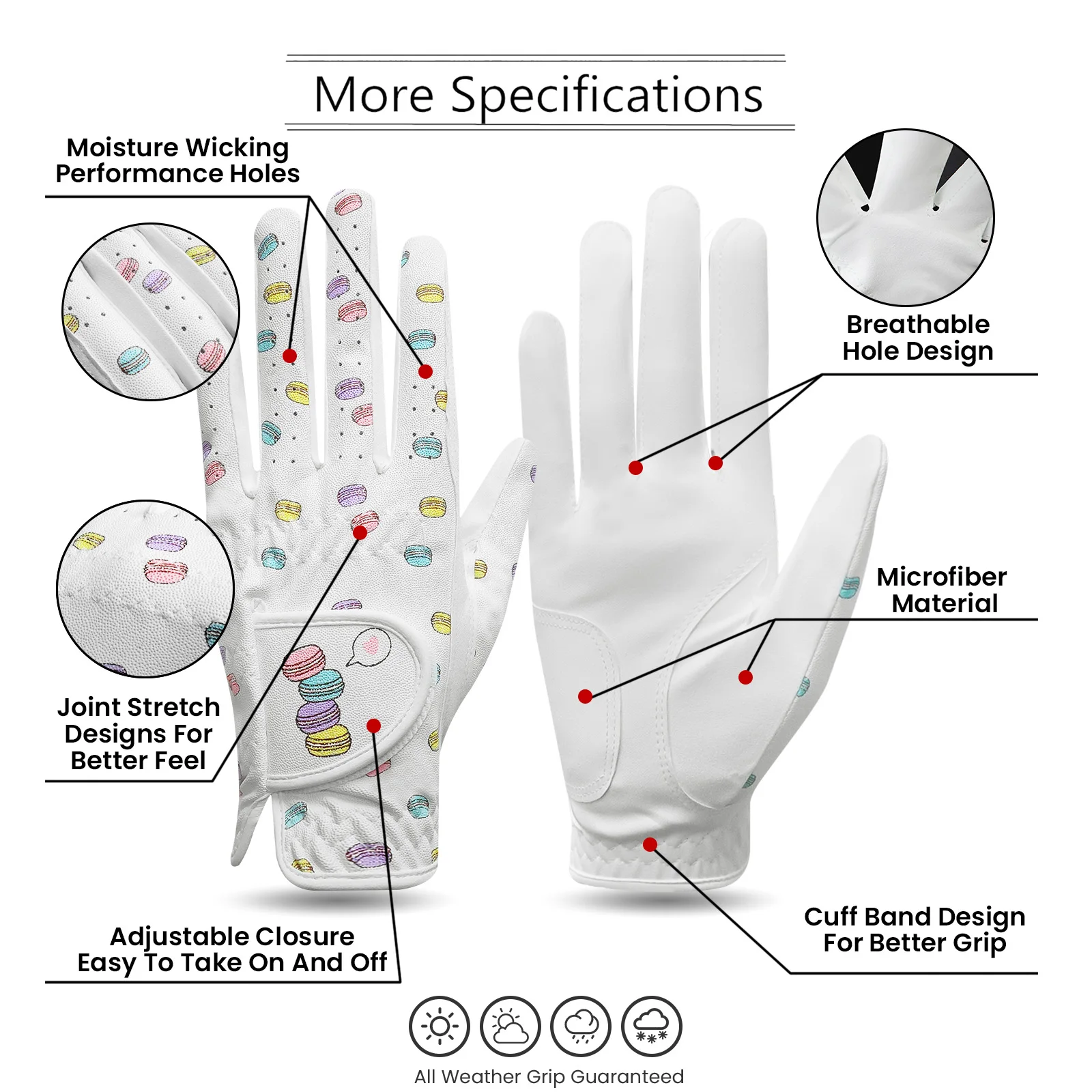 Women's Golf Gloves Left Hands 1 Pair,Non-Slip Golf Gloves Leather Breathable,Both Handed rain hot Golf Accessories 2