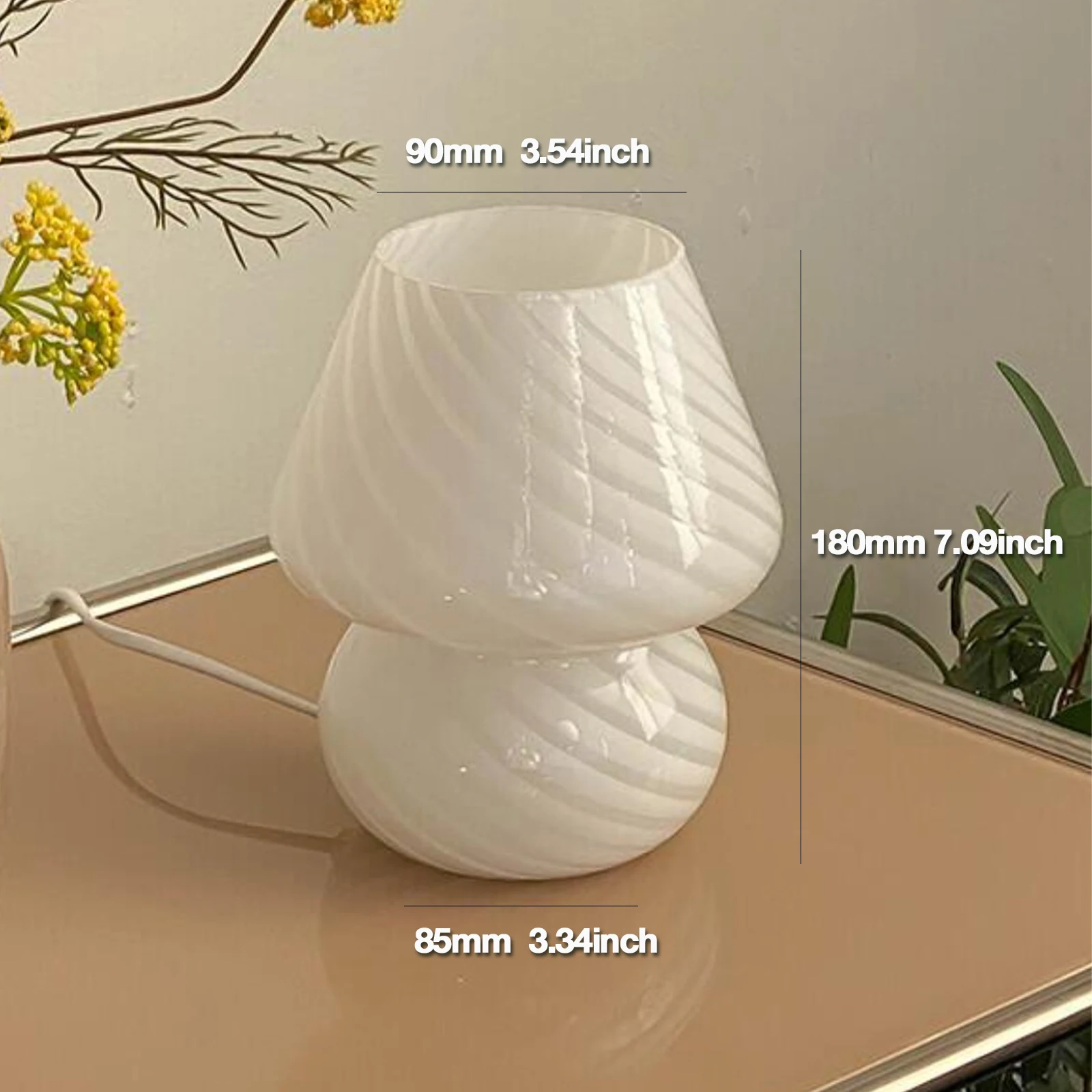 Murano Glass Desk Lamp Glass Table Bedside Lamps Vintage Striped Small Mushroom Decor Ambient Light Bedroom Livingroom 6