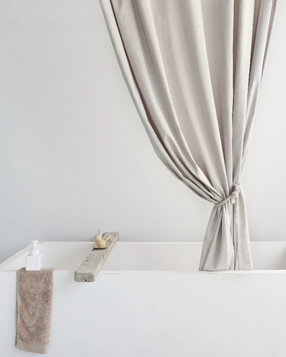 Shower Curtains Elegant Waterproof Shower Curtain Bathroom Accessories Home Quality Linen-like Fabric Home Large Curtains Customizable