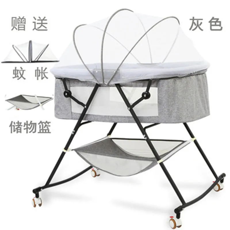 

Beds for Kids Crib Baby Cradle Foldable Multifunctional Newborn Child Splicing Big Bed Movable Portable Baby Bed