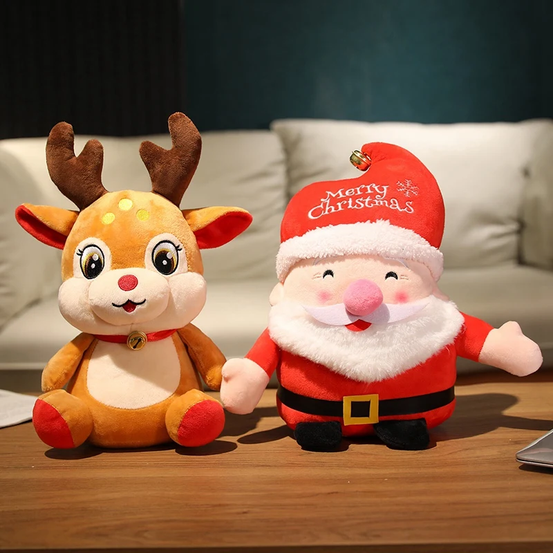 Nice About 20cm Cartoon Christmas Collection Plush Toy Cute Santa Claus Christmas Elk Snowman Pillow Xmas Decor Gifts
