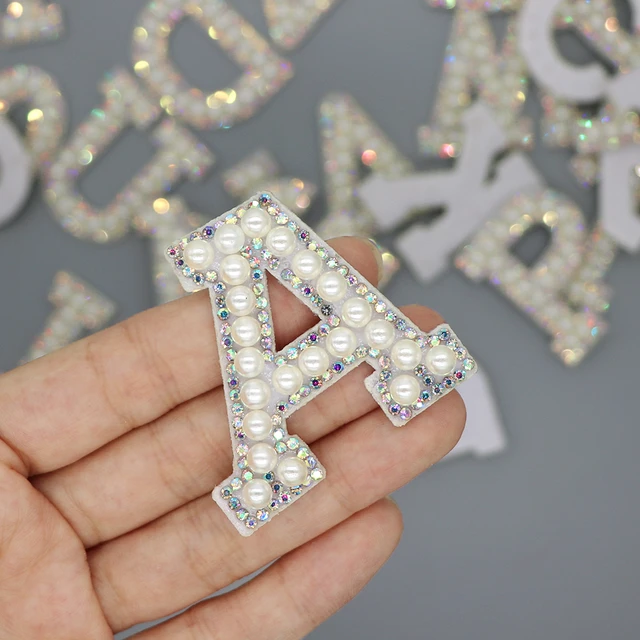 A-Z 1pcs Rhinestone English Alphabet Letter Applique 3D Iron On