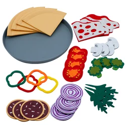 Deluxe Felt Pizza Pretend Play Set for Kids - Educational Role Play Food Toys (With Plate)