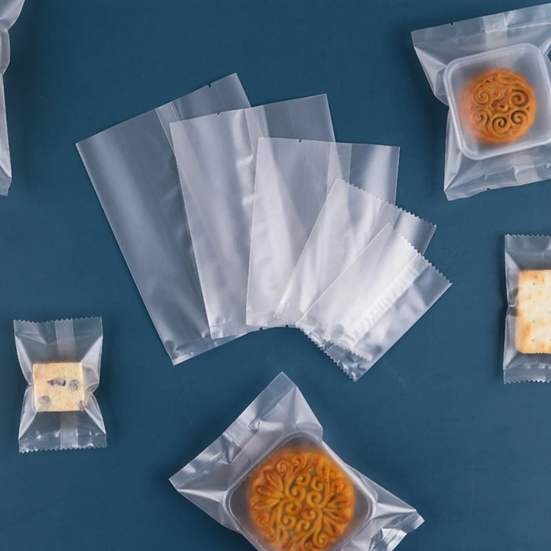 100Pcs Thicker Machine Seal Gift Bags Clear Frosted Food Biscuit DIY Baking Cake Bag