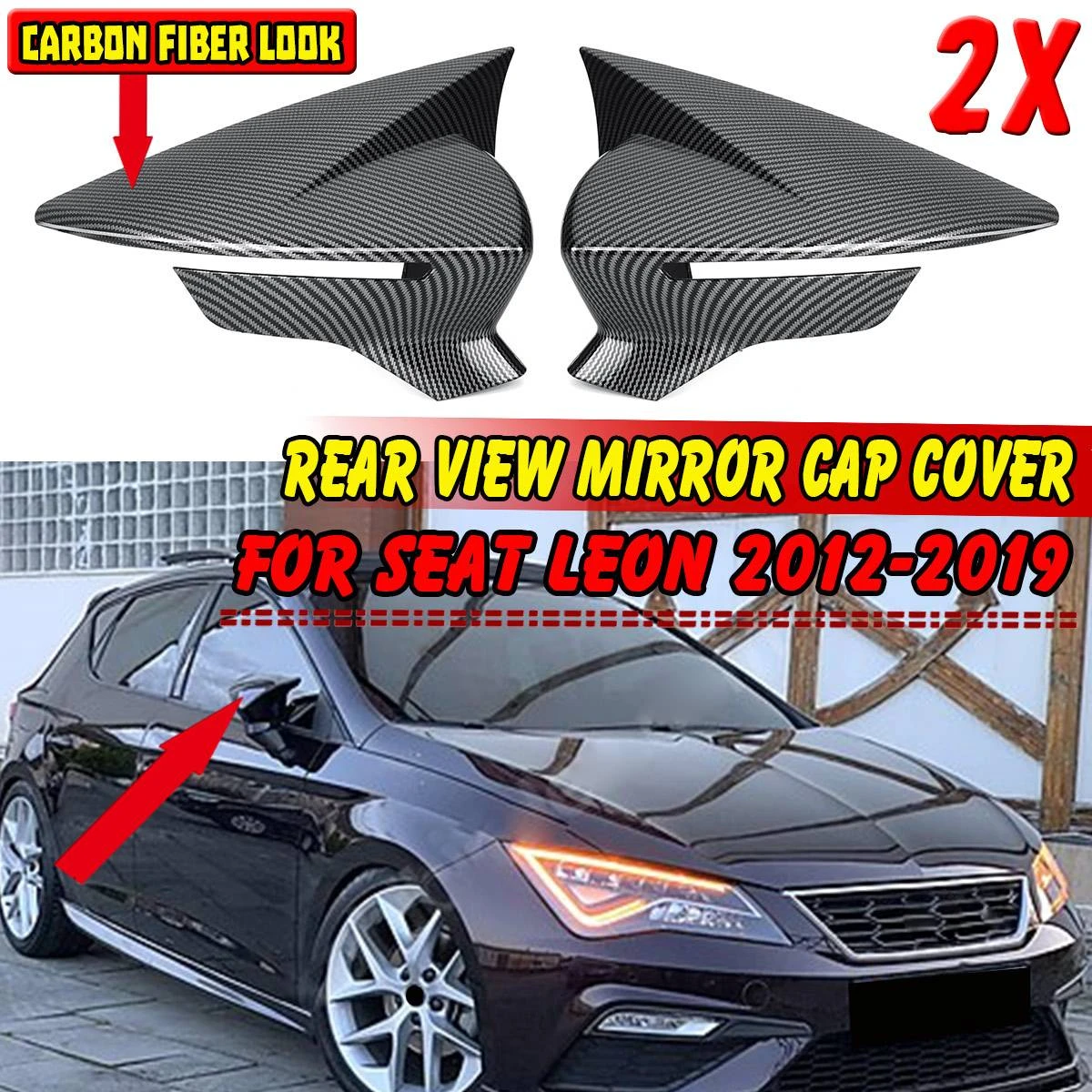 bug deflector New 2x Car Side Wing Rearview Mirror Cover Cap  For SEAT LEON Mk3 5F ST FR Cupra 2012-2019 Rear View Mirror Cap Cover Trim dodge ram fender flares