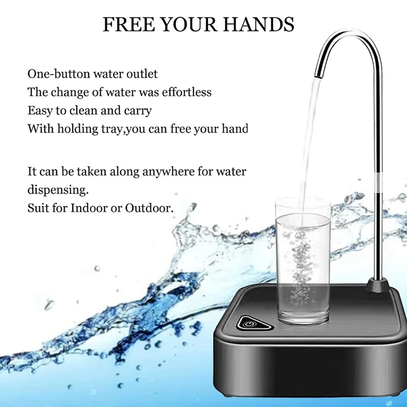 Portátil elétrico água garrafa dispensador, USB recarregável