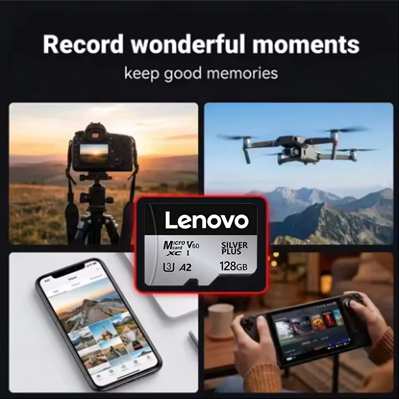 레노버 고속 SD 메모리 카드 512GB 128GB 256GB 64GB Class10 4K Ultra HD 비디오 SD 플래시 메모리 TF 카드 (휴대폰, PC, 스피커용)