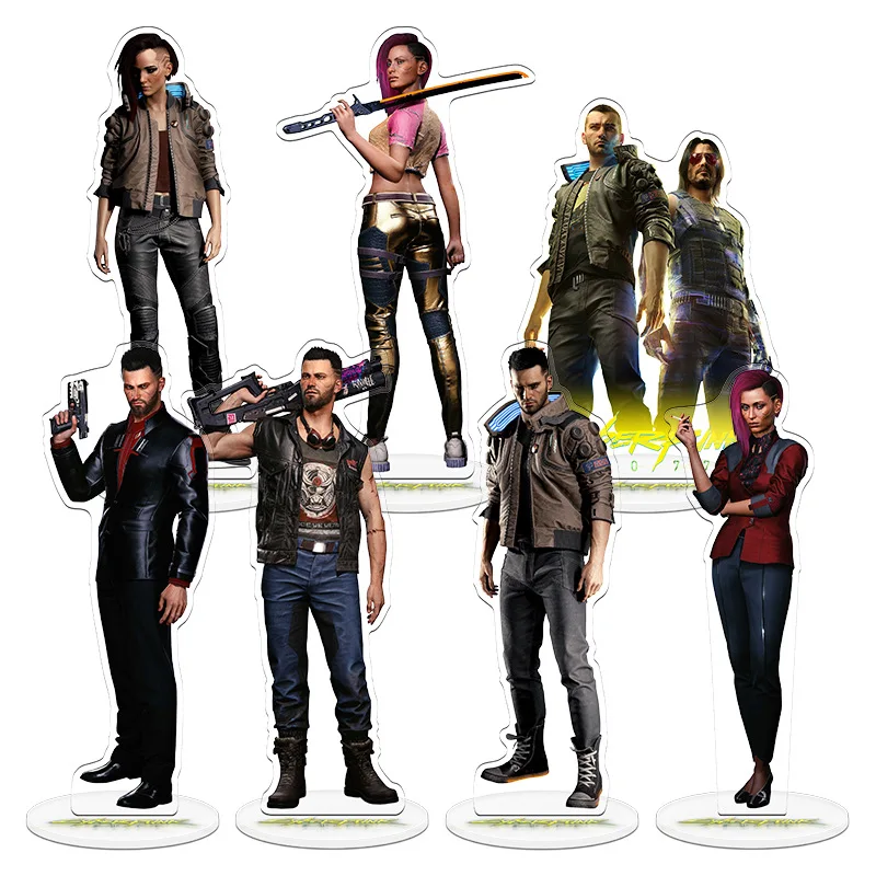 Cyberpunk 2077 Merchandise Display Stand with Keychain Gift Accessories