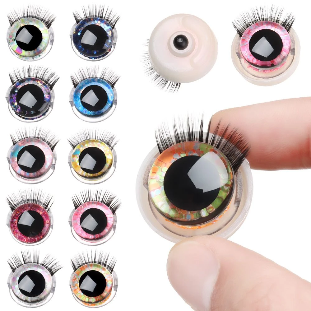 20mm Doll Eyelash Eye Accessories 3D Mixed Color Safety Toy Eyes with
