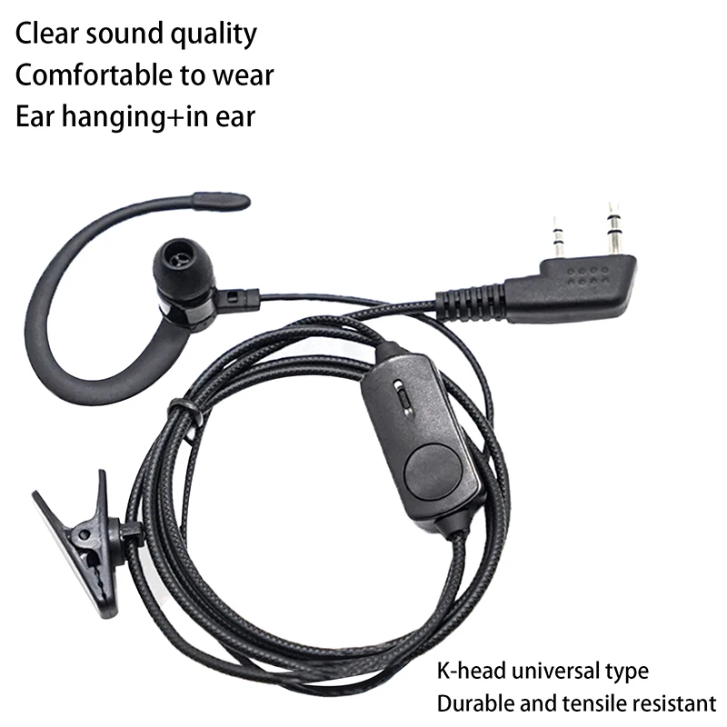 EarHook Wired Two-Way Radio Headset with Mic and K-Plug