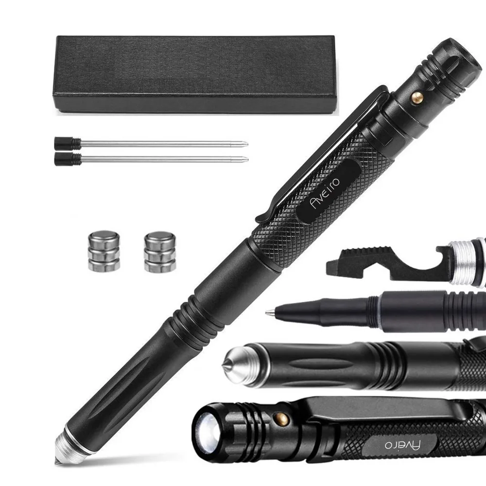 Ballpoint Pen The Most Loaded 6-in-1 Tactical,Weaknesses Self Defense Tip,Flashlight Bottle Opener,Screw Driver,Hexagonal Wrench