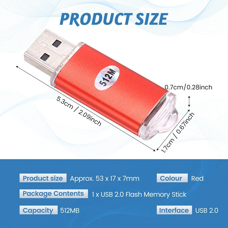 USB 2.0 Flash Memory Stick Pen Drive Storage Thumb Color:Red Capacity:512MB