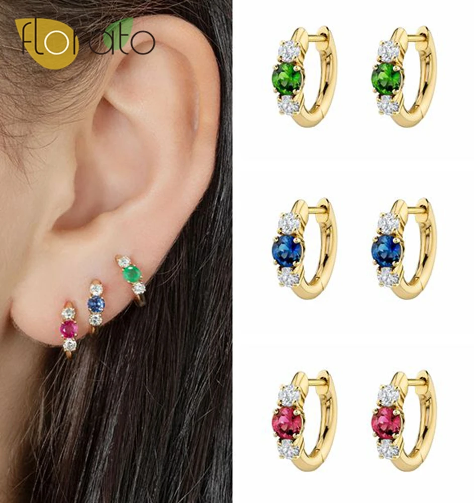 

Серьги из серебра 925 пробы с нишевым дизайном, модные и красочные циркониевые кольца, роскошные изысканные женские ювелирные изделия