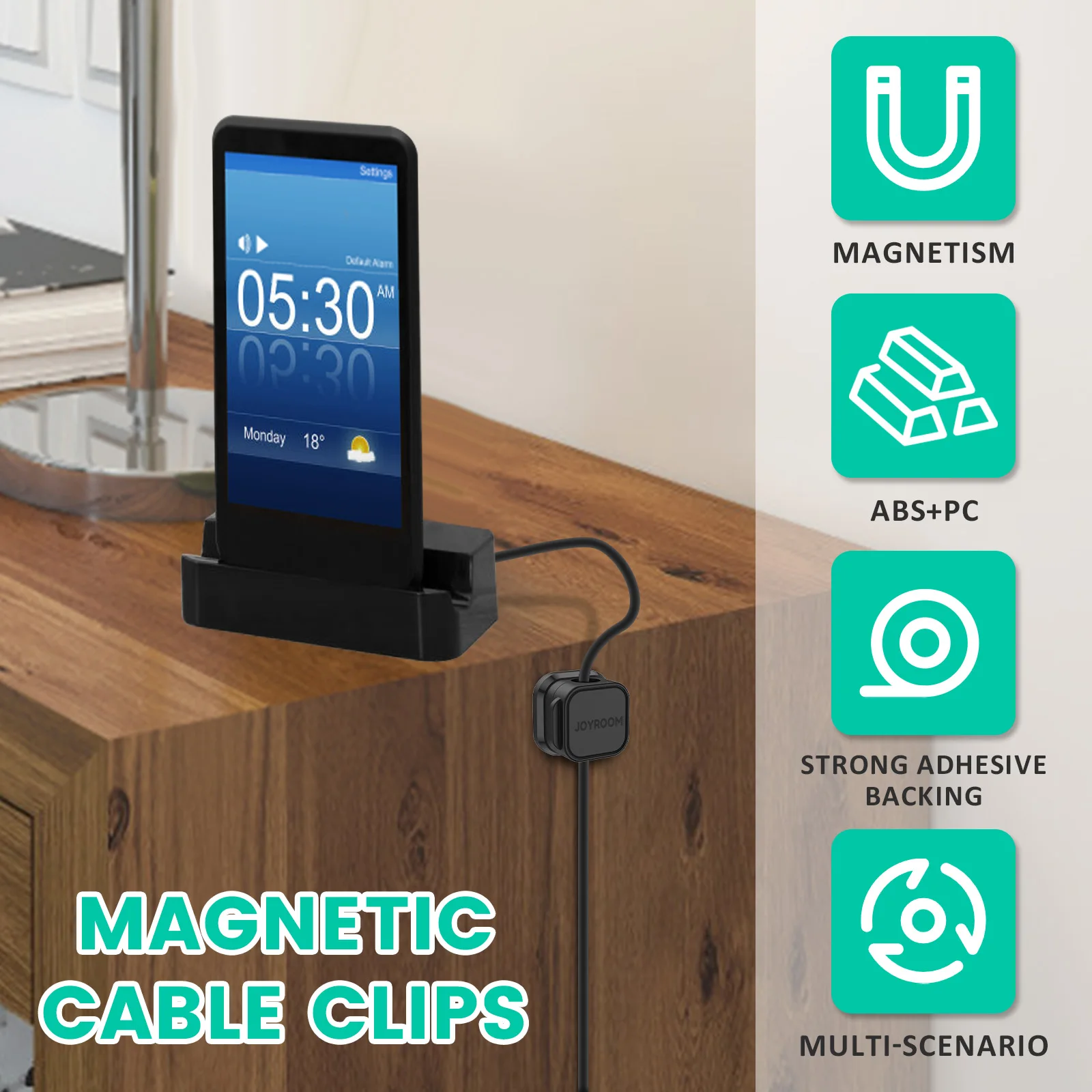 Magnetic Phone Cable Clips Cable Smooth Adjustable Cord Holder Under Desk Management Wire Keeper Organizer Holder