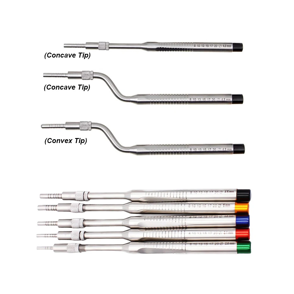 

5Pcs Pro Dental Implant Osteotome Instrument Set Dentistry Lab Maxillary Sinus Lift Mandibular Bone Extruder Concave Convex Tips