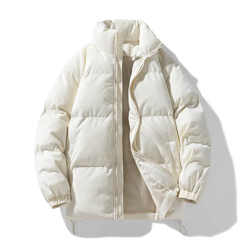 New Men'S Fashion Casual Versatile Corduroy Bread Jacket Loose Fitting Autumn Winter Couple Top Thickened Warm Down Cotton Coat