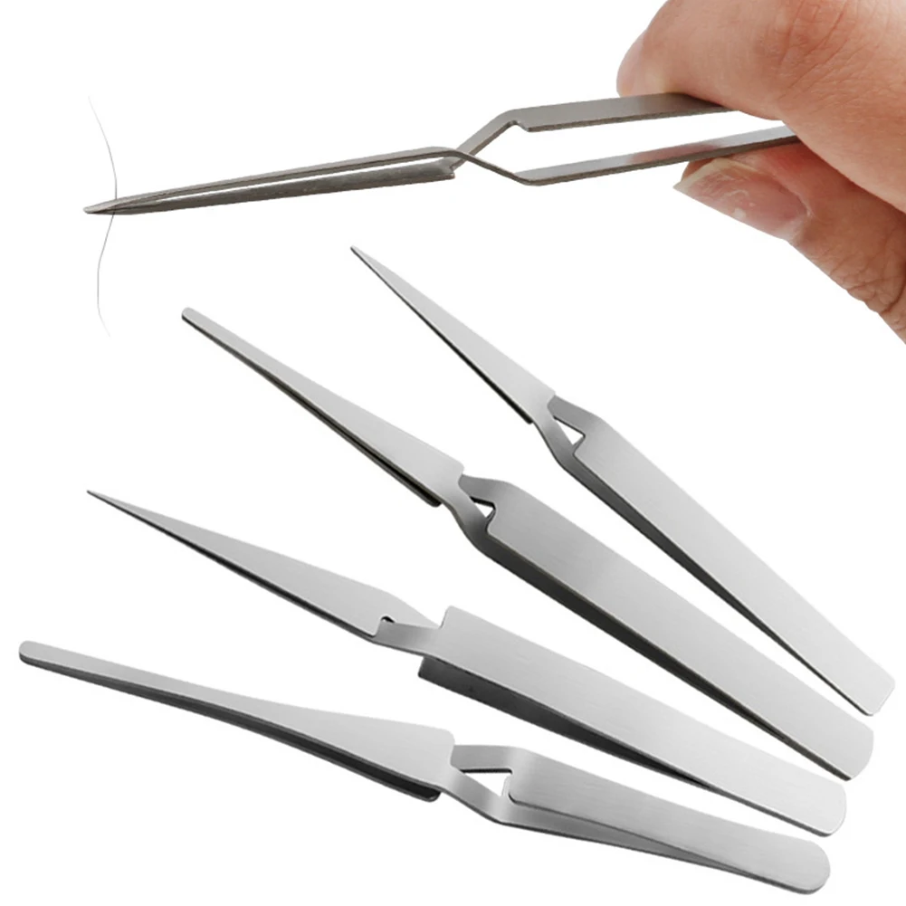 1pc Edelstahl Pinzette Reverse Feste Selbst-Locking Inverse Pinzette Schmuck Machen Werkzeug Für Elektronische Komponente Reparatur Werkzeug – Detail 1
