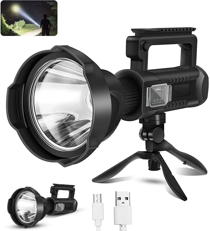 Super Bright LED Searchlight Rechargeable Handheld Spotlight Flashlight Portable
